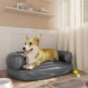 Hundebett Ergonomisch Schaumstoff Grau 60x42 cm Kunstleder