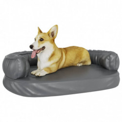 Hundebett Ergonomisch Schaumstoff Grau 88x65 cm Kunstleder