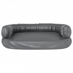 Hundebett Ergonomisch Schaumstoff Grau 88x65 cm Kunstleder