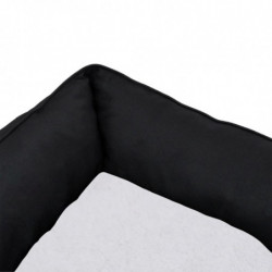 Hundebett Schwarz-Weiß 85,5x70x23 cm Fleece Leinenoptik
