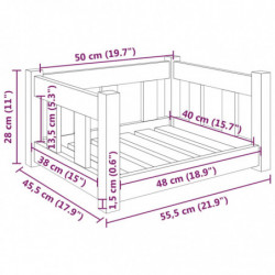 Hundebett Braun 55,5x45,5x28 cm Massivholz Kiefer