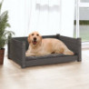 Hundebett Grau 75,5x55,5x28 cm Massivholz Kiefer