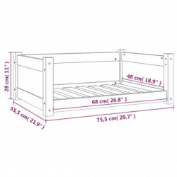 Hundebett Grau 75,5x55,5x28 cm Massivholz Kiefer