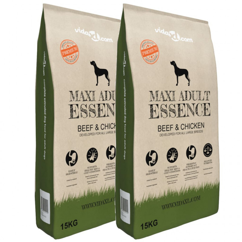 Premium-Trockenhundefutter Maxi Adult Essence Beef & Chicken 2 x 15 Kg