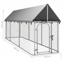 Outdoor-Hundezwinger mit Dach 400x100x150 cm