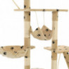 Katzen-Kratzbaum Sisal 230 - 250 cm Pfoten-Aufdruck Beige
