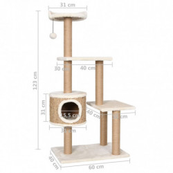 Katzen-Kratzbaum 123 cm Seegras