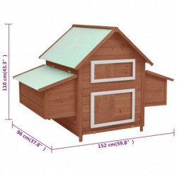 Hühnerstall Mokka und Weiß 152x96x110 cm Massivholz Tanne