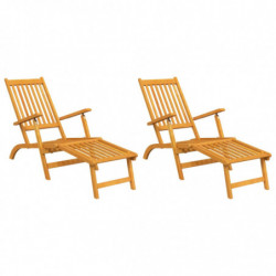 Terrassenstühle mit Fußstützen 2 Stk. Massivholz Akazie