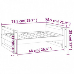 Hundebett 75,5x55,5x28 cm Massivholz Kiefer