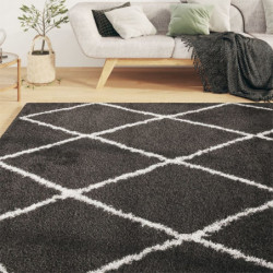 Teppich Shaggy Hochflor Creme und Anthrazit 120x170 cm