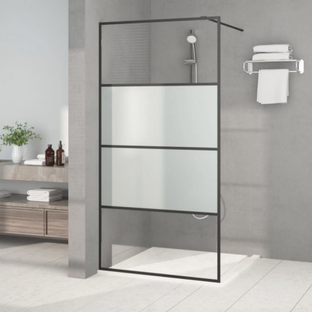 Duschwand für Begehbare Dusche Schwarz 100x195 cm Halbmatt ESG