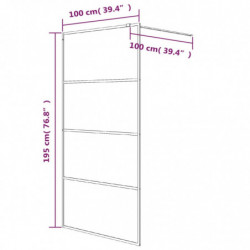 Duschwand für Begehbare Dusche Schwarz 100x195 cm Halbmatt ESG