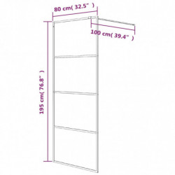 Duschwand für Walk-In Dusche Schwarz 80x195 cm ESG Mattiert