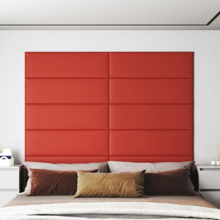 Wandpaneele 12 Stk. Rot 90x30 cm Kunstleder 3,24 m²