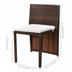 3-tlg. Bistro-Set Christiane mit Auflagen Poly Rattan Braun