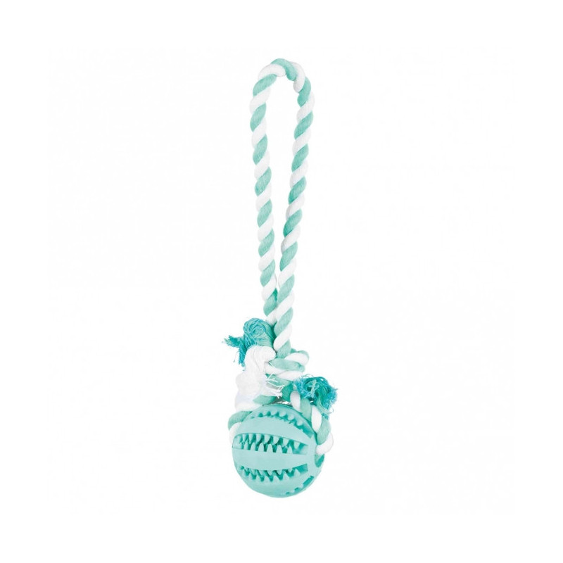 Trixie DENTAfun Naturgummi-Ball am Tau - 7 cm
