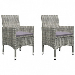 3-tlg. Bistro-Set Christin Poly Rattan und Hartglas Grau