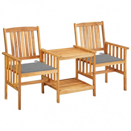 Gartenstühle Urmas mit Teetisch und Kissen Akazie Massivholz