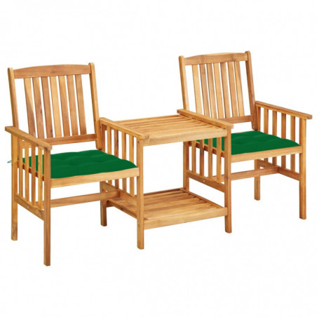 Gartenstühle Ursin mit Teetisch und Kissen Akazie Massivholz