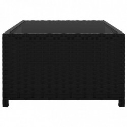 Sonnenliegen 2 Stk. mit Tisch Poly Rattan Schwarz