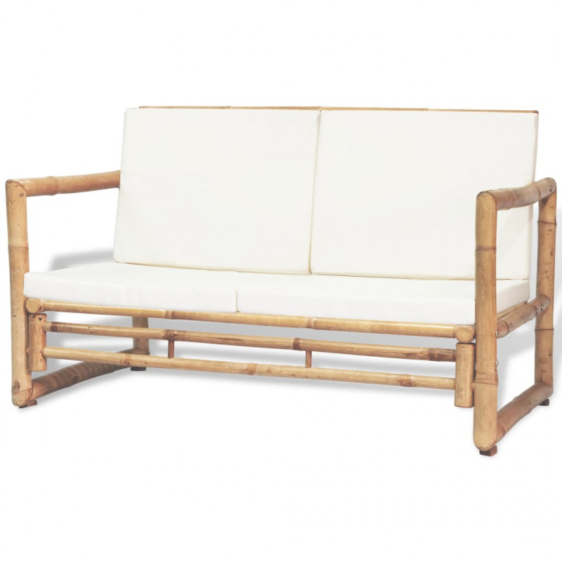 2-Sitzer Gartensofa mit Polstern Bambus