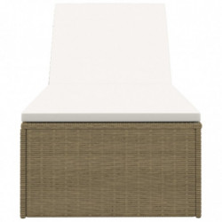 Sonnenliege Poly Rattan Braun und Cremeweiß