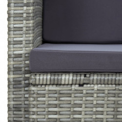 2-Sitzer-Gartensofa Aouli mit Auflagen Grau Poly Rattan