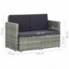 2-Sitzer-Gartensofa Aouli mit Auflagen Grau Poly Rattan