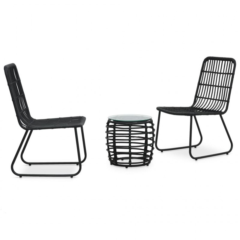 3-tlg. Bistro-Set Cicero Poly Rattan Schwarz