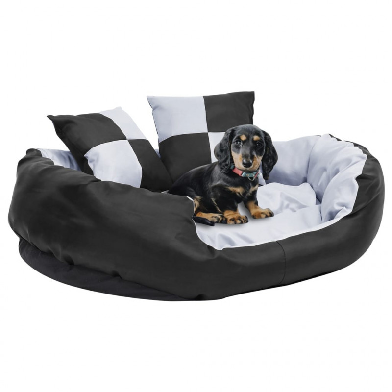 Wendbares & waschbares Hundekissen Grau und Schwarz 85x70x20 cm