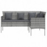 Sofa Xosé in L-Form mit Kissen Poly Rattan Grau