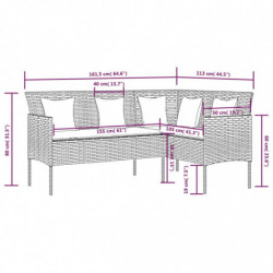 Sofa Xosé in L-Form mit Kissen Poly Rattan Grau