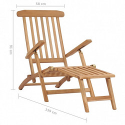 Garten-Liegestühle mit Fußstützen und Tisch Teak Massivholz