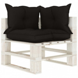 Garten-Palettensofa 4-Sitzer mit schwarzen Kissen Holz