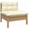 2-Sitzer-Gartensofa mit Creme Kissen Massivholz Kiefer