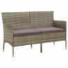 3-Sitzer-Gartensofa mit Kissen Grau Poly Rattan