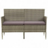 3-Sitzer-Gartensofa mit Kissen Grau Poly Rattan