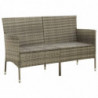 3-Sitzer-Gartensofa mit Kissen Grau Poly Rattan