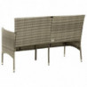 3-Sitzer-Gartensofa mit Kissen Grau Poly Rattan