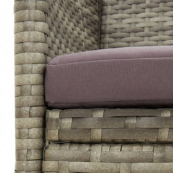 3-Sitzer-Gartensofa mit Kissen Grau Poly Rattan