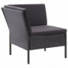 3-tlg. Garten-Lounge-Set Boris mit Auflagen Poly Rattan Schwarz