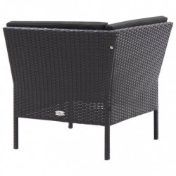 3-tlg. Garten-Lounge-Set Boris mit Auflagen Poly Rattan Schwarz