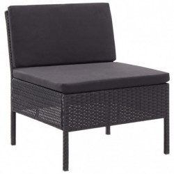 3-tlg. Garten-Lounge-Set Boris mit Auflagen Poly Rattan Schwarz