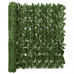 Balkon-Sichtschutz mit Dunkelgrünen Blättern 600x100 cm