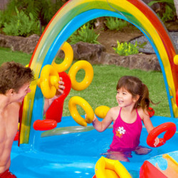 Intex Aufblasbarer Pool Rainbow Ring Play Center 297x193x135cm 57453NP