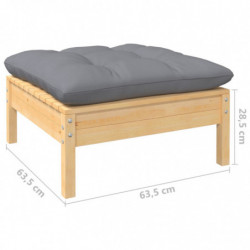 3-tlg. Garten-Lounge-Set Clas mit Grauen Kissen Kiefernholz