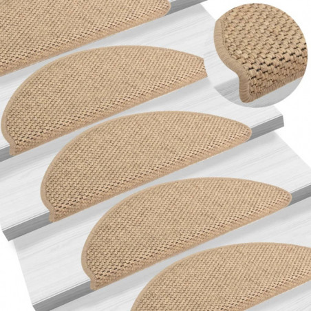 Treppenmatten Selbstklebend Sisal-Optik 15 Stk. 65x25 cm Sand