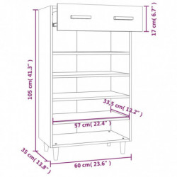 Schuhschrank Betongrau 60x35x105 cm Holzwerkstoff