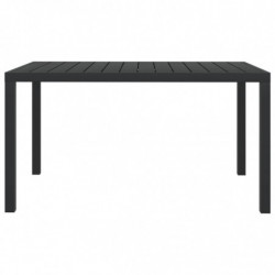 Garten-Esstisch WPC Aluminium 150 x 90 x 74 cm Schwarz